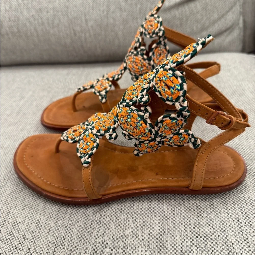 Tory Burch Palisade Woven T-Strap Sandals
